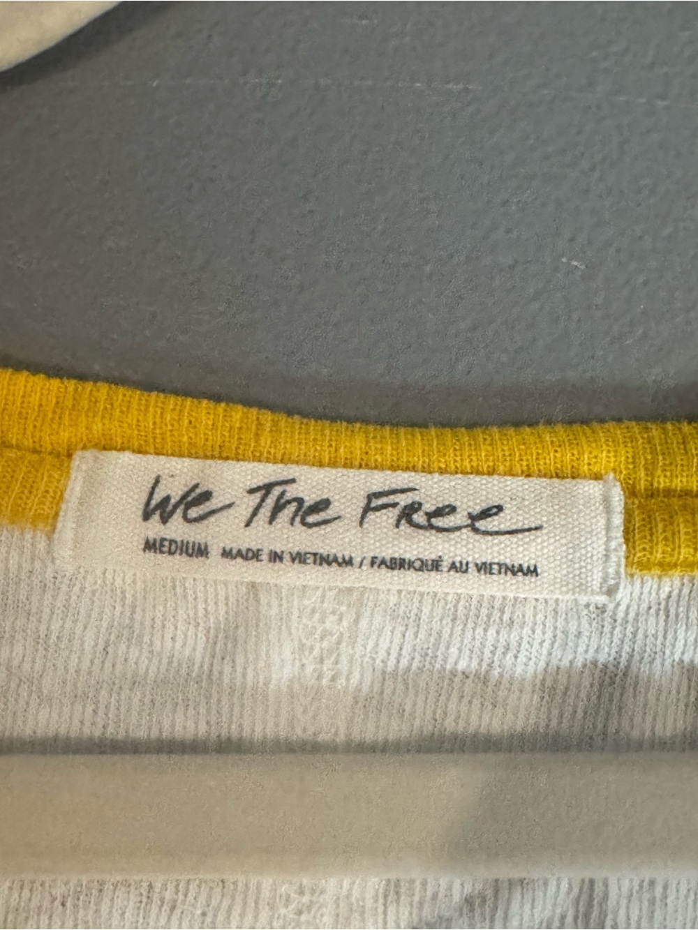 We The Free Women's White V-Neck Colorblock Top with Yellow Trim - Picture 5 of 5